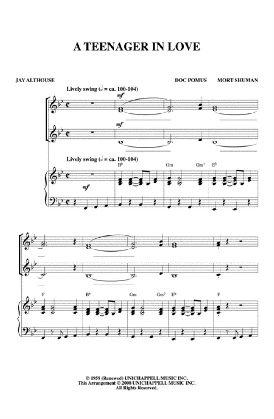 A Teenager in Love A Teenager in Love Women's Choir scores gallery preview page 2