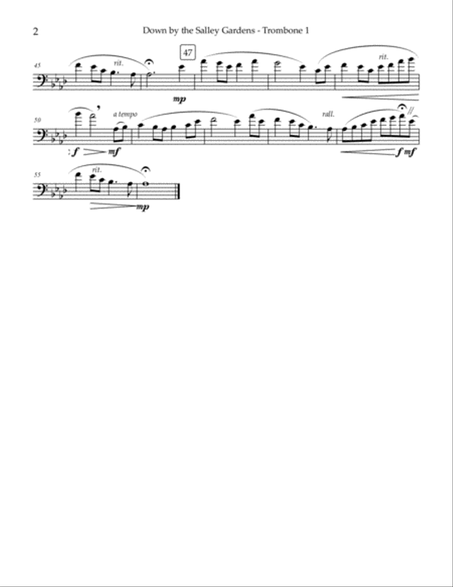 Down by the Salley Gardens - trombone quartet Brass Quartet scores gallery preview page 6
