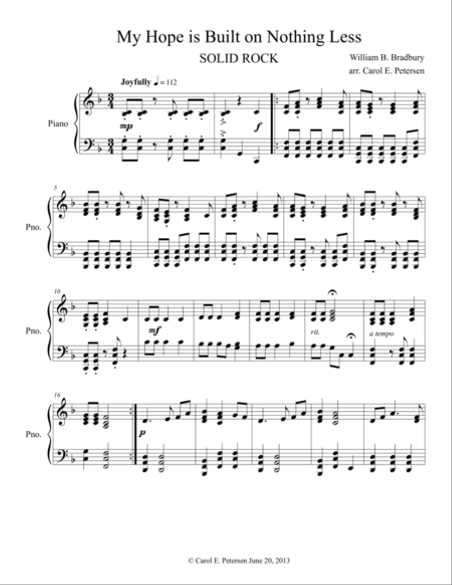 My Hope is Built on Nothing Less (Solid Rock) Piano Solo scores gallery preview page 1