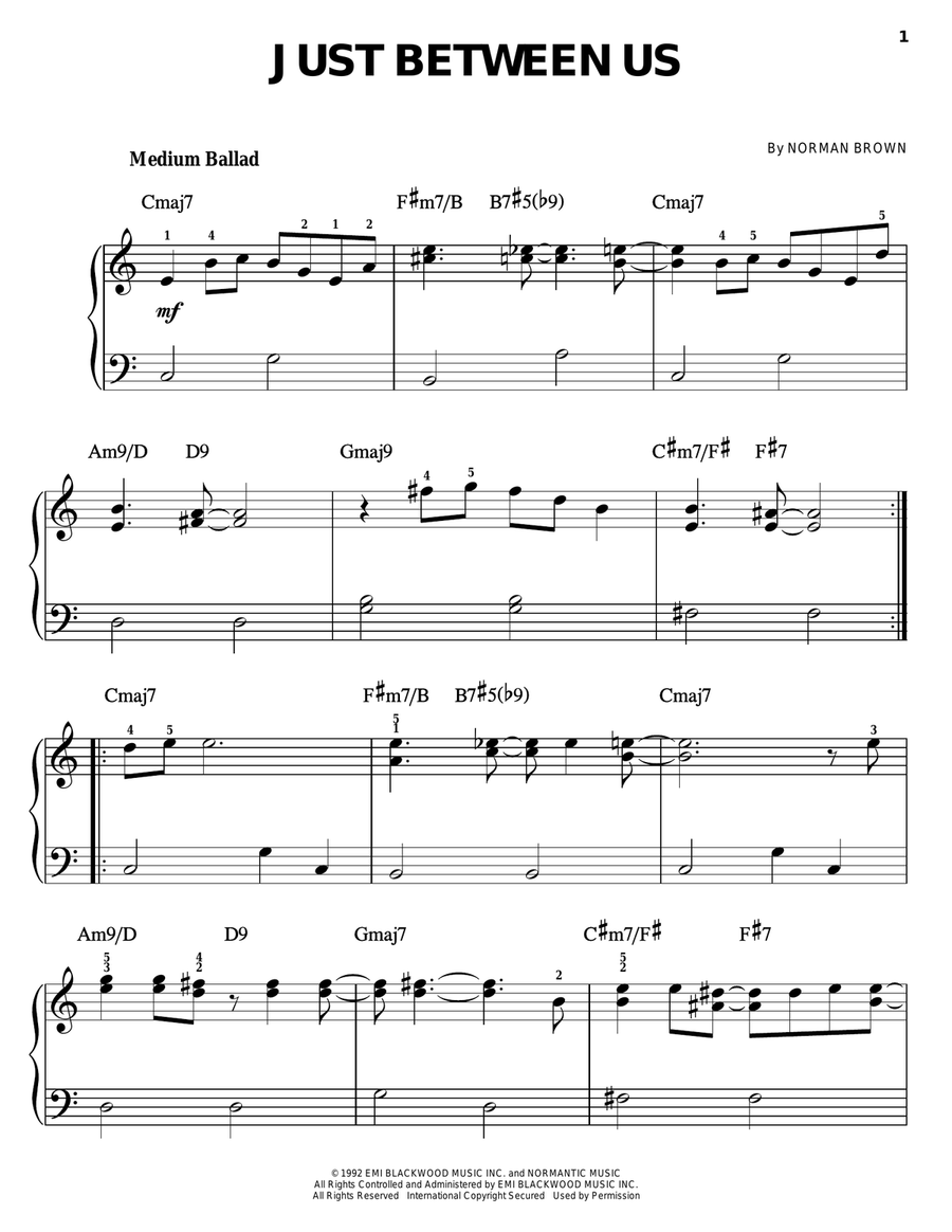 Just Between Us Easy Piano scores gallery preview page 1