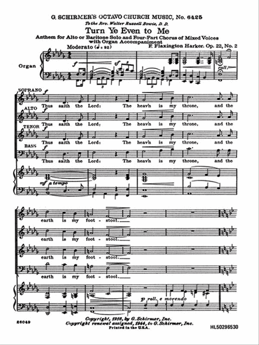 Turn Ye Even to Me Turn Ye Even to Me 4-Part scores gallery preview page 1