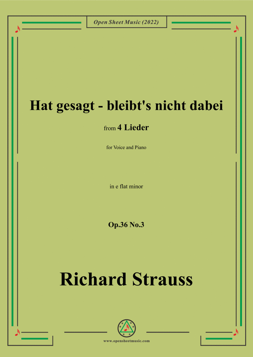 Richard Strauss-Hat gesagt-bleibt's nicht dabei,in e flat minor image number null