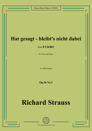 Richard Strauss-Hat gesagt-bleibt's nicht dabei,in e flat minor