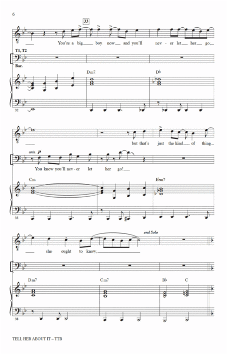Tell Her About It (arr. Jack Zaino) TTBB scores gallery preview page 4