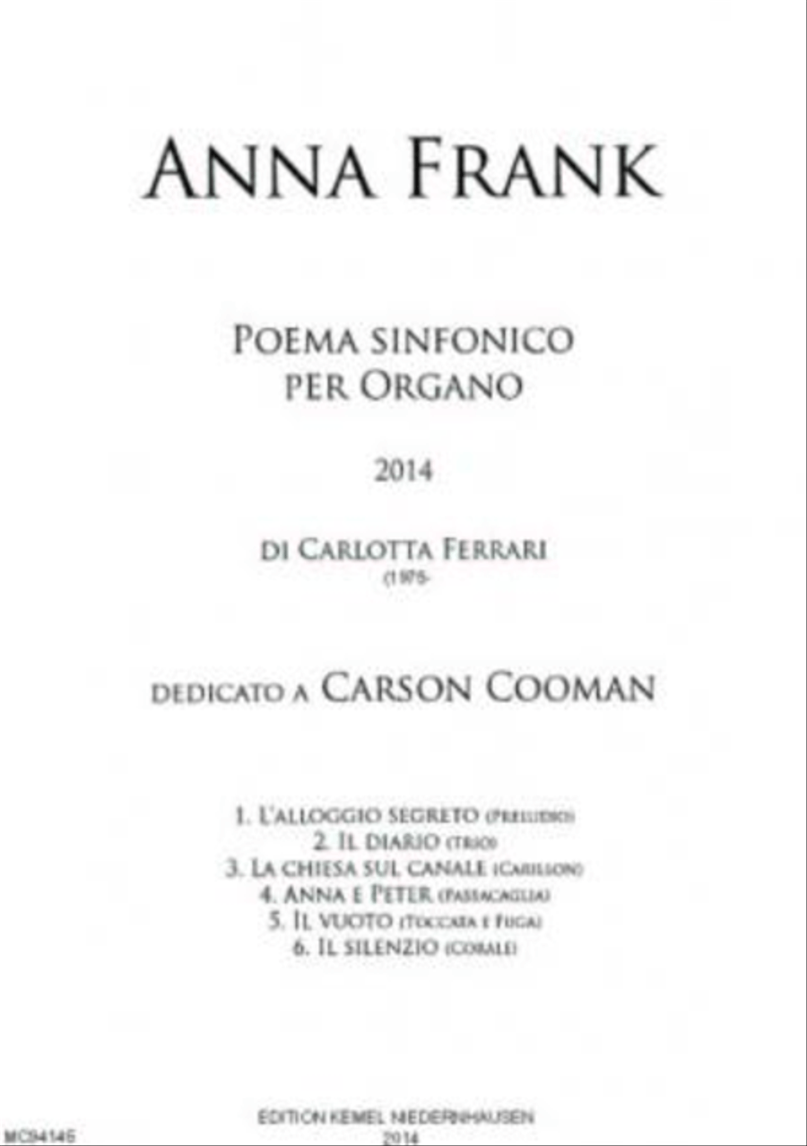 Anna Frank Organ scores gallery preview page 1