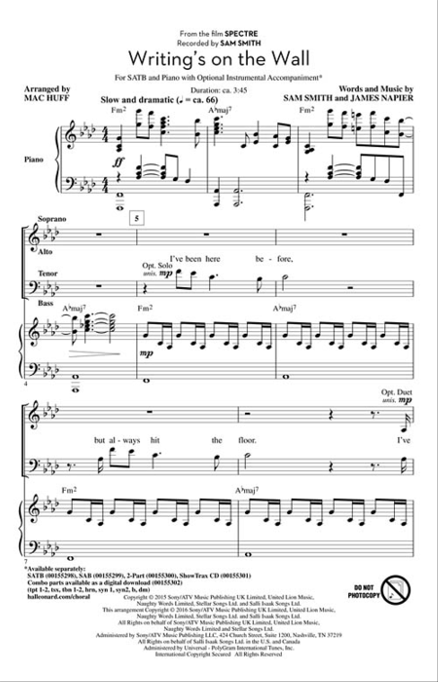 Writing's on the Wall 4-Part scores gallery preview page 2