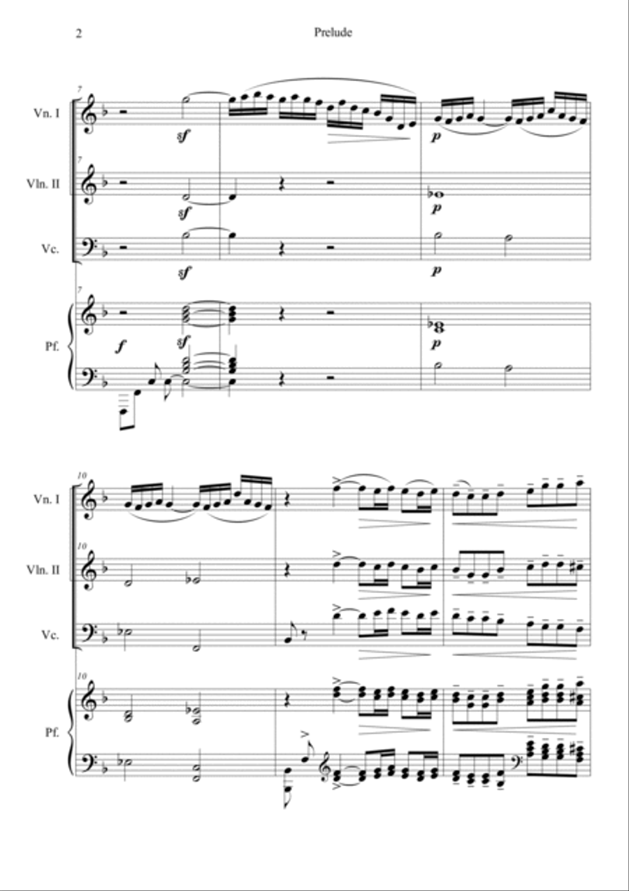 Prelude from Bergamasuqe Suite Piano Quartet scores gallery preview page 2