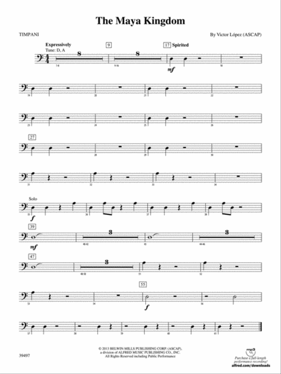 The Maya Kingdom: Timpani Concert Band scores gallery preview page 1