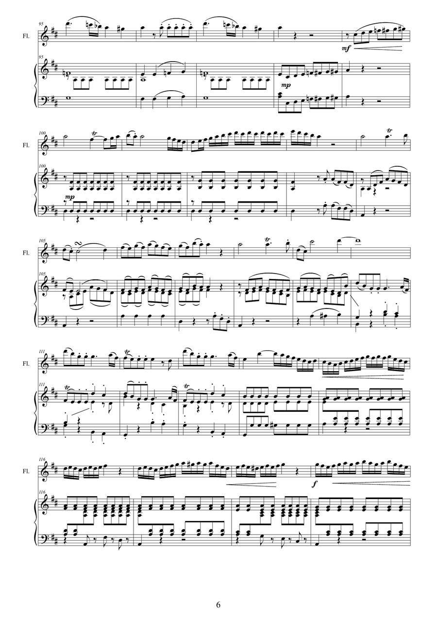 Mozart - Flute quartet in D major K.285 - Version for Flute and piano Flute Solo scores gallery preview page 6