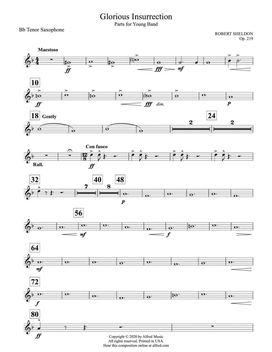 Glorious Revolution: B-flat Tenor Saxophone Concert Band scores gallery preview page 1