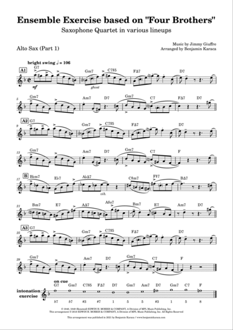 Four Brothers Saxophone Quartet scores gallery preview page 4