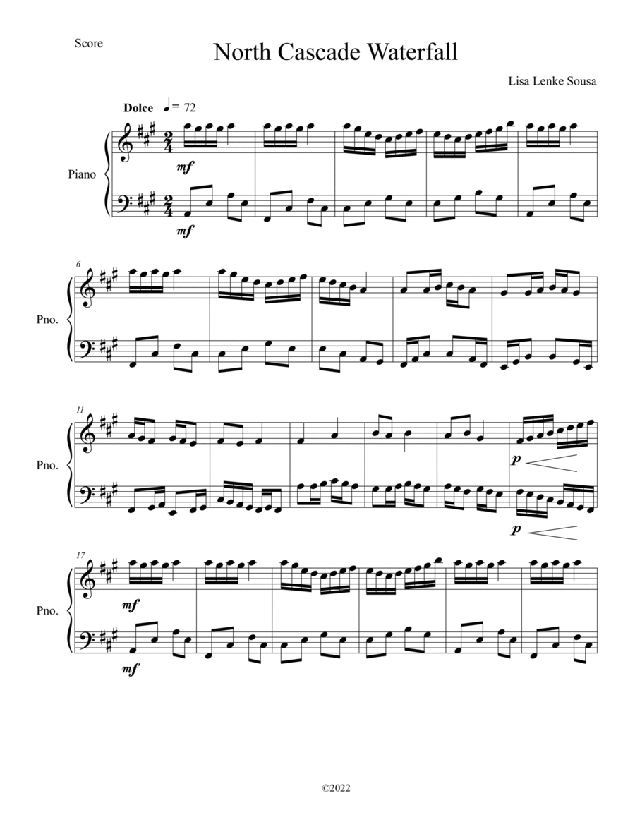 North Cascade Waterfall Piano Solo scores gallery preview page 1