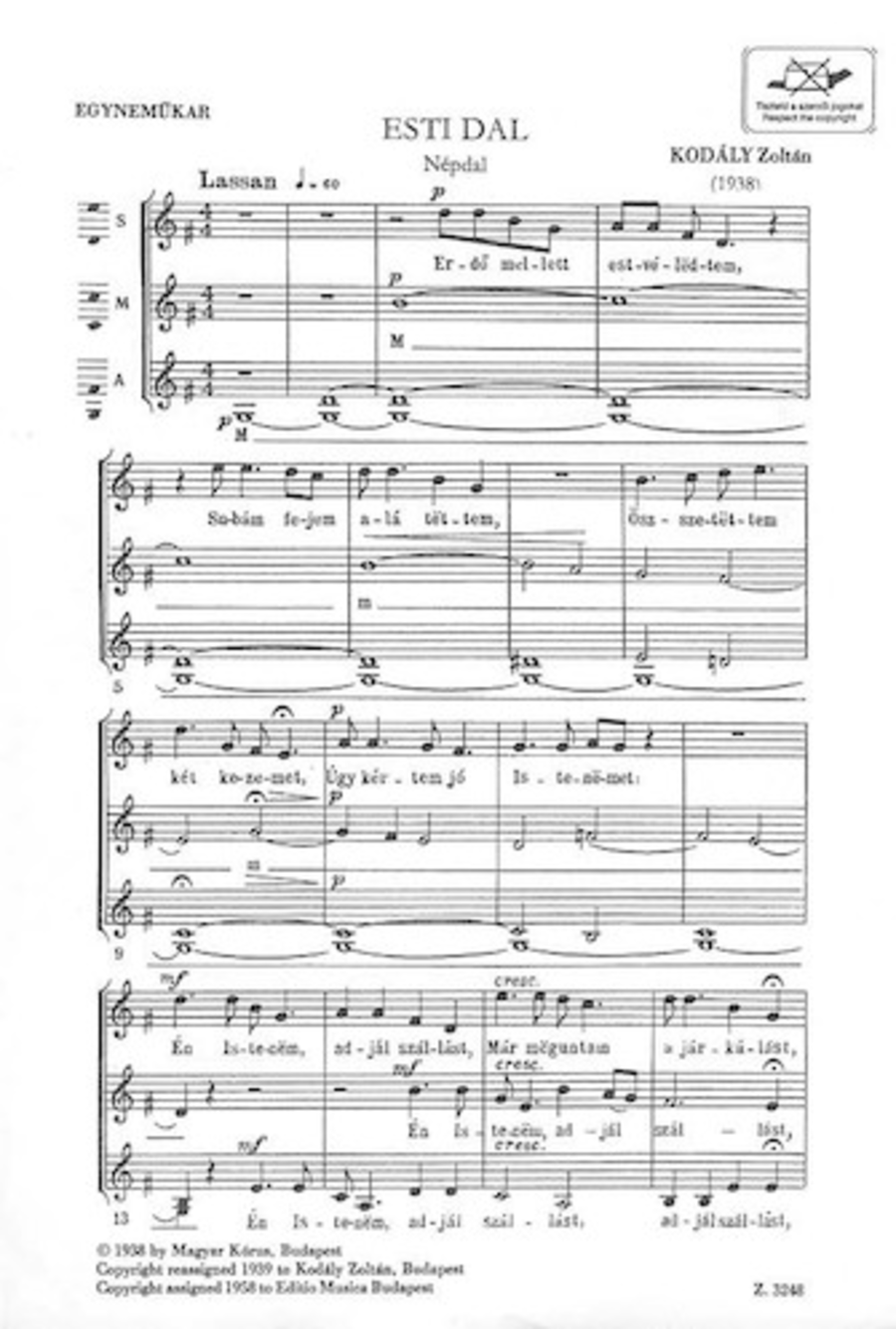 Esti Dal (Evening Song) SSA scores gallery preview page 1