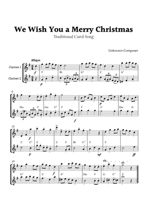 We Wish you a Merry Christmas for Clarinet Duet with Chords