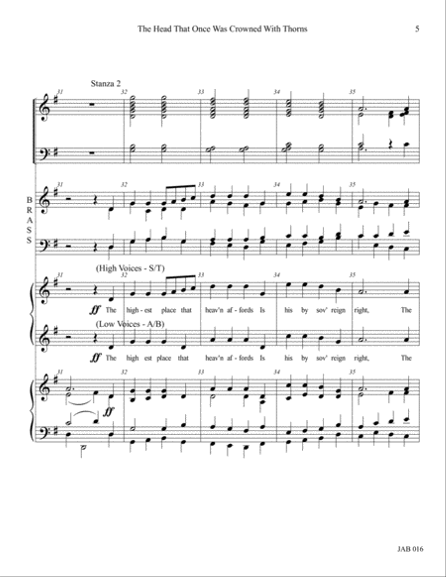 The Head That Once Was Crowned (Full Score) 4-Part scores gallery preview page 5