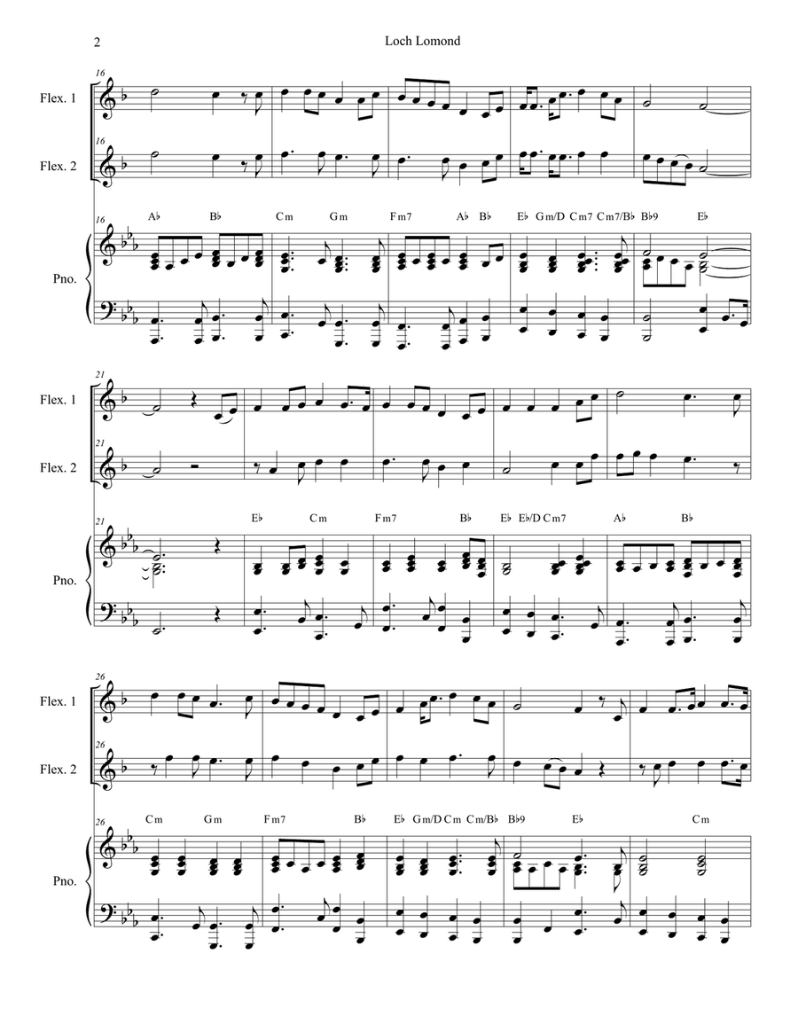 Loch Lomond (Duet for Flexible Instrumentation and Piano) Piano Accompaniment scores gallery preview page 2