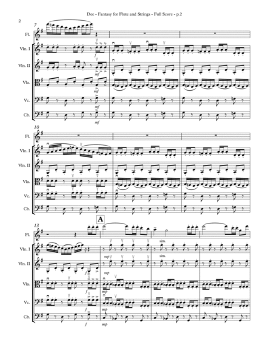 Fantasy for Flute and Strings Chamber Music scores gallery preview page 4