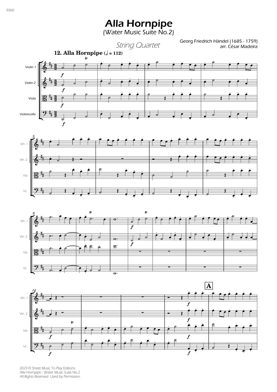 Alla Hornpipe by Handel - String Quartet (Full Score and Parts) String Quartet scores gallery preview page 2