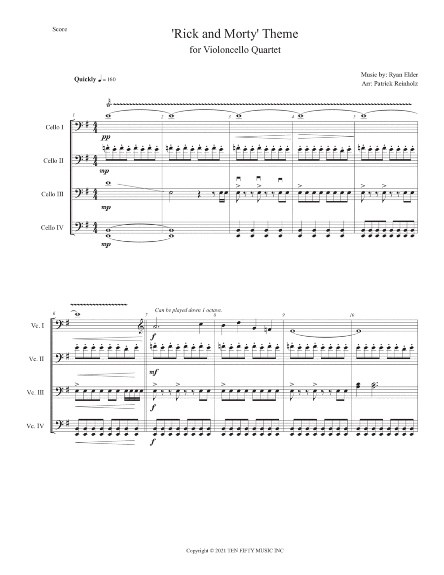Rick And Morty Theme Rick And Morty Theme Small Ensemble scores gallery preview page 1