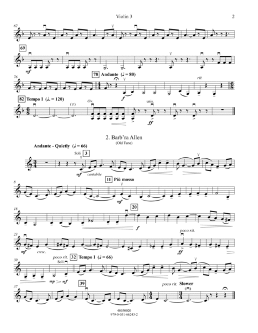 English Suite - Violin 3 (Viola Treble Clef) Orchestra scores gallery preview page 2
