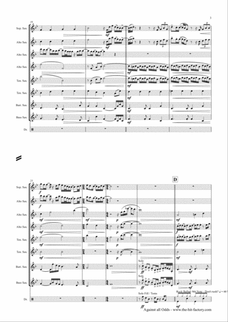 Against All Odds (take A Look At Me Now) Saxophone Quintet scores gallery preview page 3