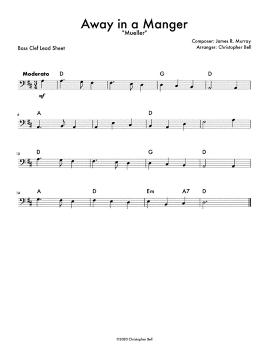 Away In A Manger (Mueller) - Bass Clef Lead Sheet image number null