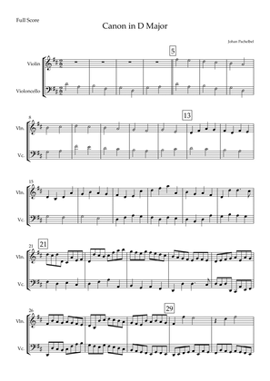 Canon in D Major (Johann Pachelbel) for Violin & Cello Duo