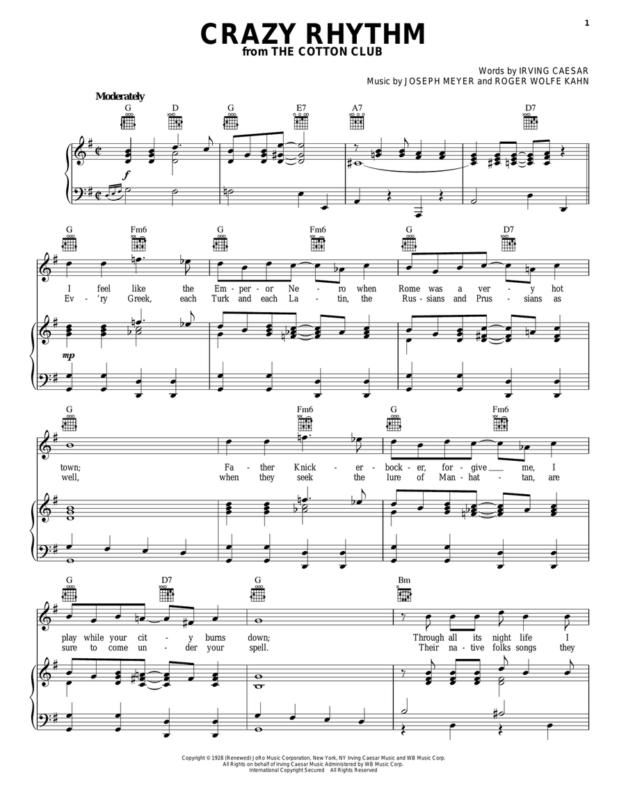 Crazy Rhythm Crazy Rhythm Piano, Vocal, Guitar scores gallery preview page 1