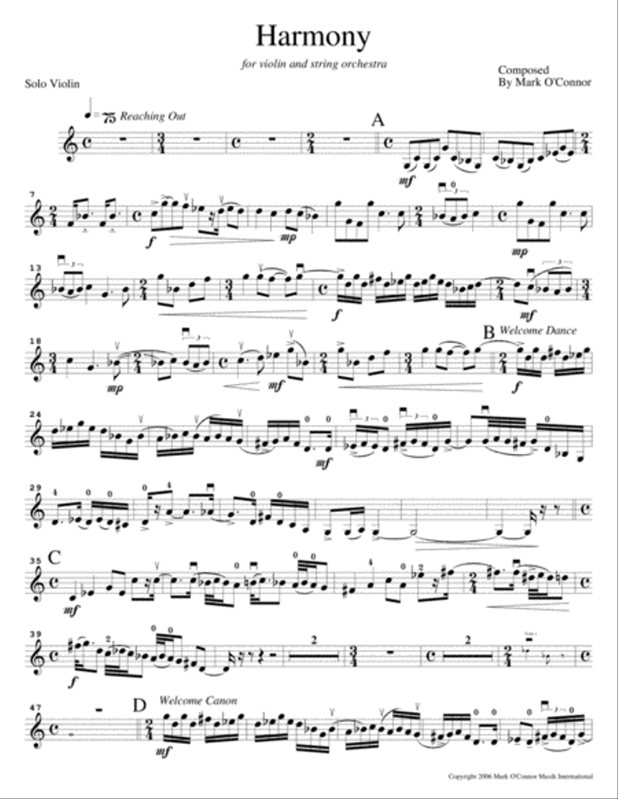 Harmony (violin solo part – violin and string orchestra) String Orchestra scores gallery preview page 4