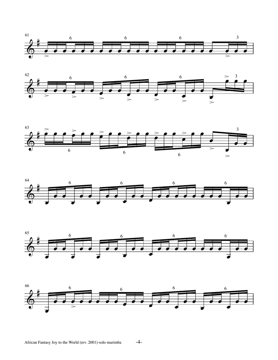 African Fantasy on Joy to the World Marimba scores gallery preview page 4