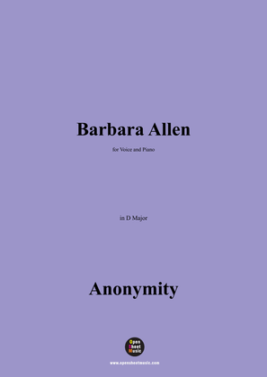 Anonymous-Barbara Allen,in D Major