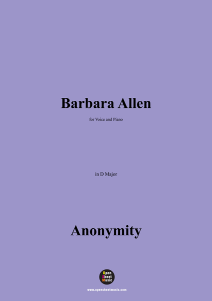 Anonymous-Barbara Allen,in D Major