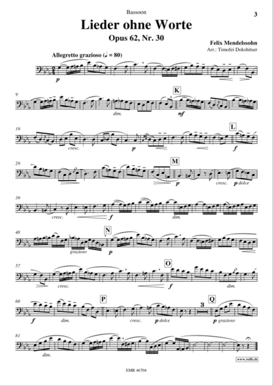 3 Lieder ohne Worte Bassoon Solo scores gallery preview page 4