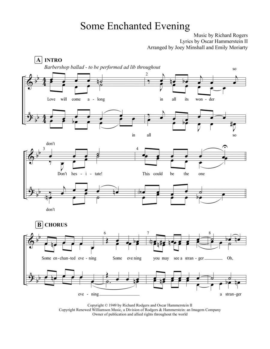 Some Enchanted Evening SSAA scores gallery preview page 1