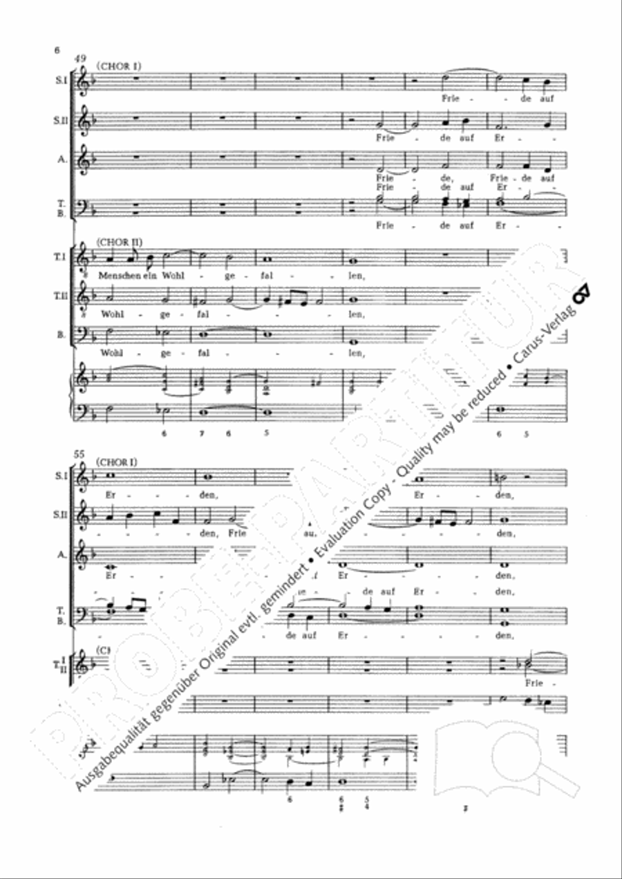 Glory to god in the highest (Ehre sei Gott in der Hohe) TTB scores gallery preview page 7
