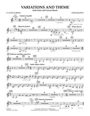 Book cover for Variations And Theme (for Flute Solo And Band) - Eb Alto Clarinet