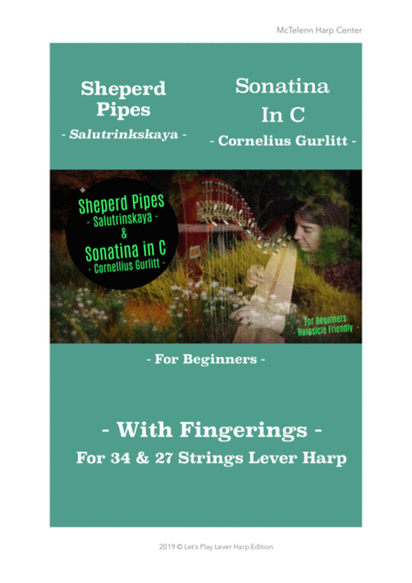 Sheperd Pipes by Salutrinkskaya  / Sonatina in C by Gurlitt   ﻿- Beginners +  27 strings Harp - with fingerings Video Pack Course image number null