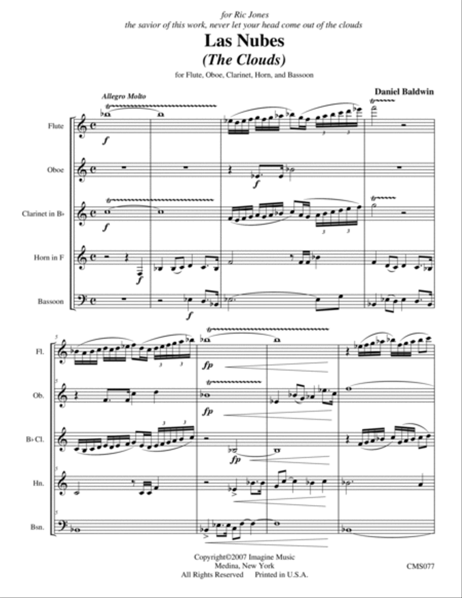 Las Nubes (The Clouds) Woodwind Quintet scores gallery preview page 2