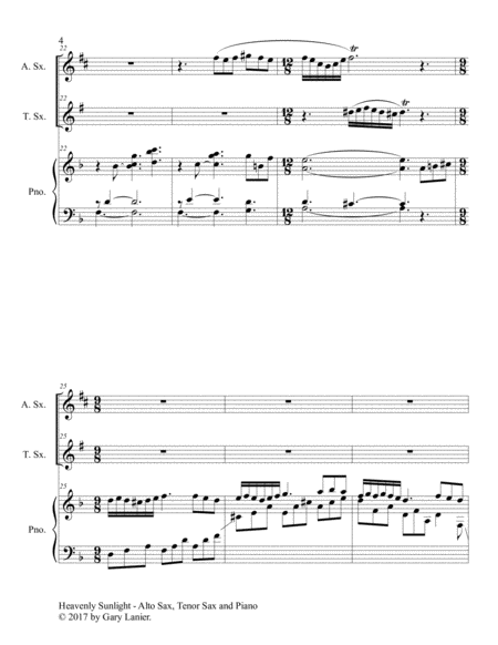 HEAVENLY SUNLIGHT (Trio - Alto Sax, Tenor Sax & Piano with Score/Parts) image number null
