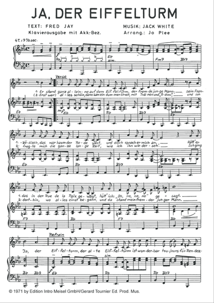 Ja, der Eiffelturm Piano, Vocal scores gallery preview page 3
