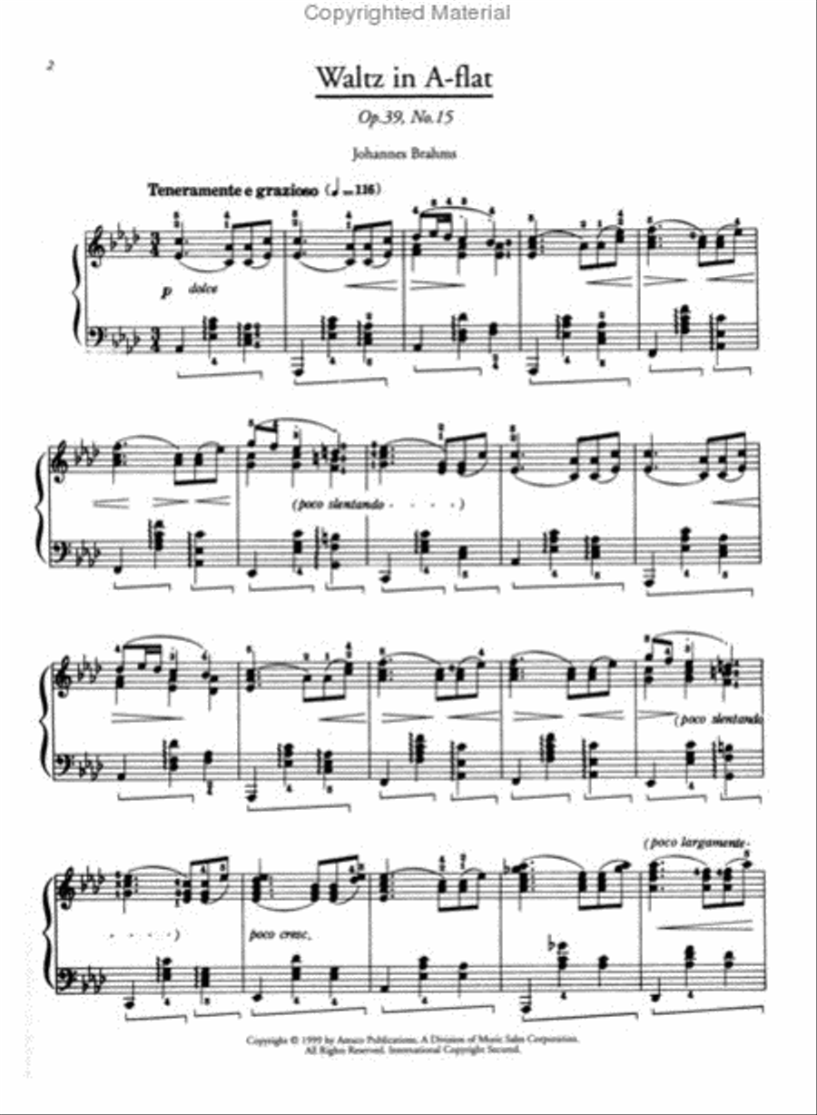 Brahms: Waltz in A Flat (Op. 39, No. 15) Piano scores gallery preview page 2