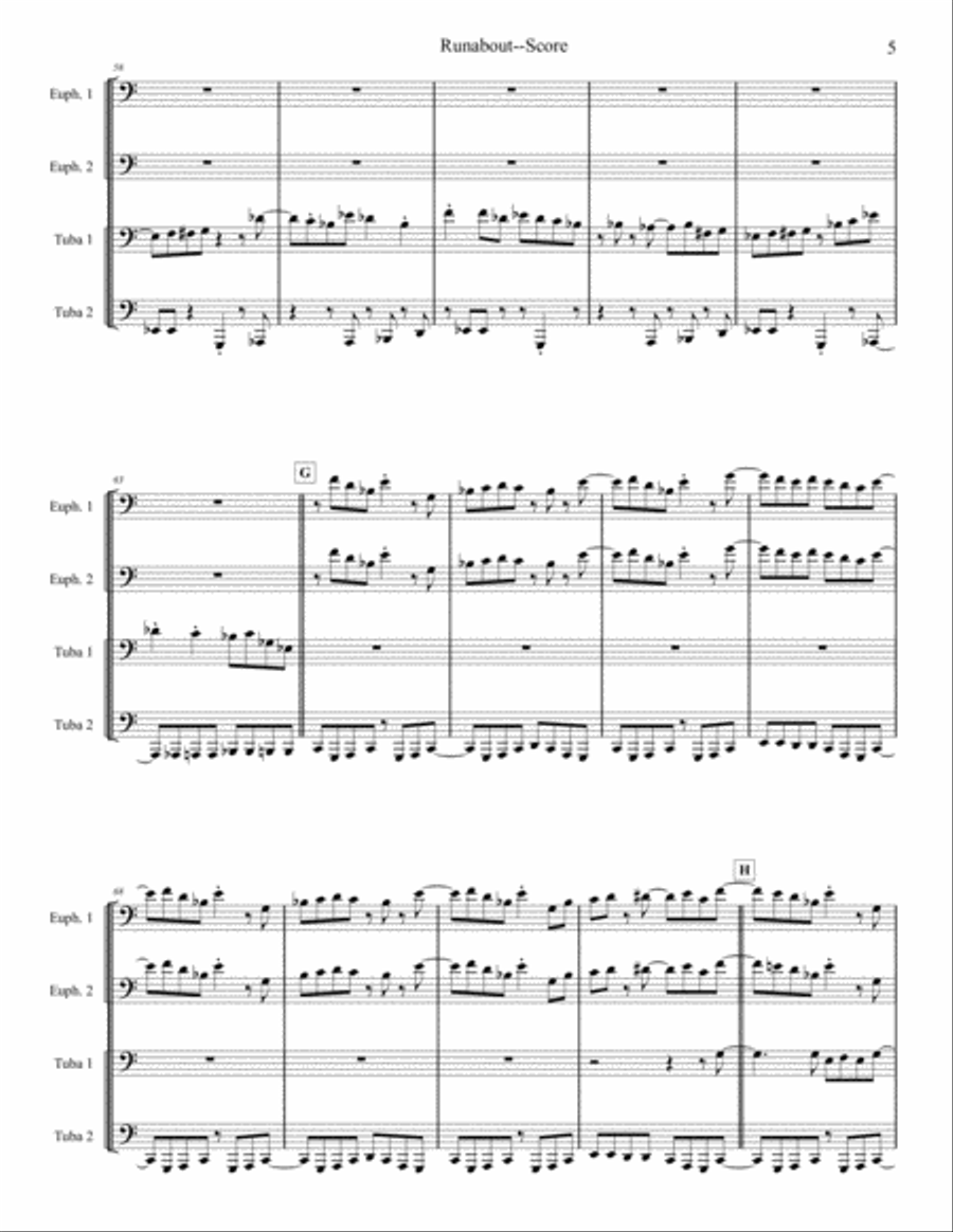 Runabout - Tuba/Euphonium Quartet Brass Ensemble scores gallery preview page 5