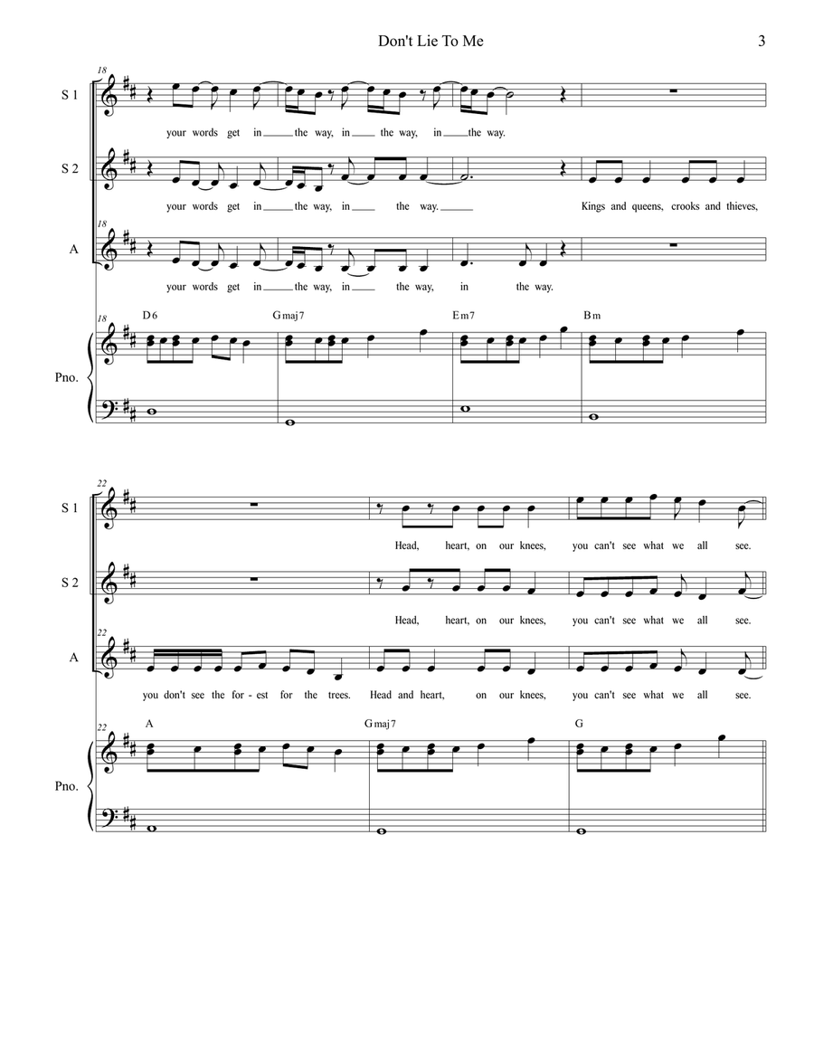 Don't Lie To Me SSA scores gallery preview page 3