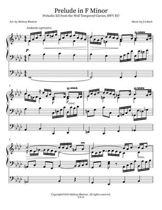 Book cover for Prelude in F Minor BWV 857