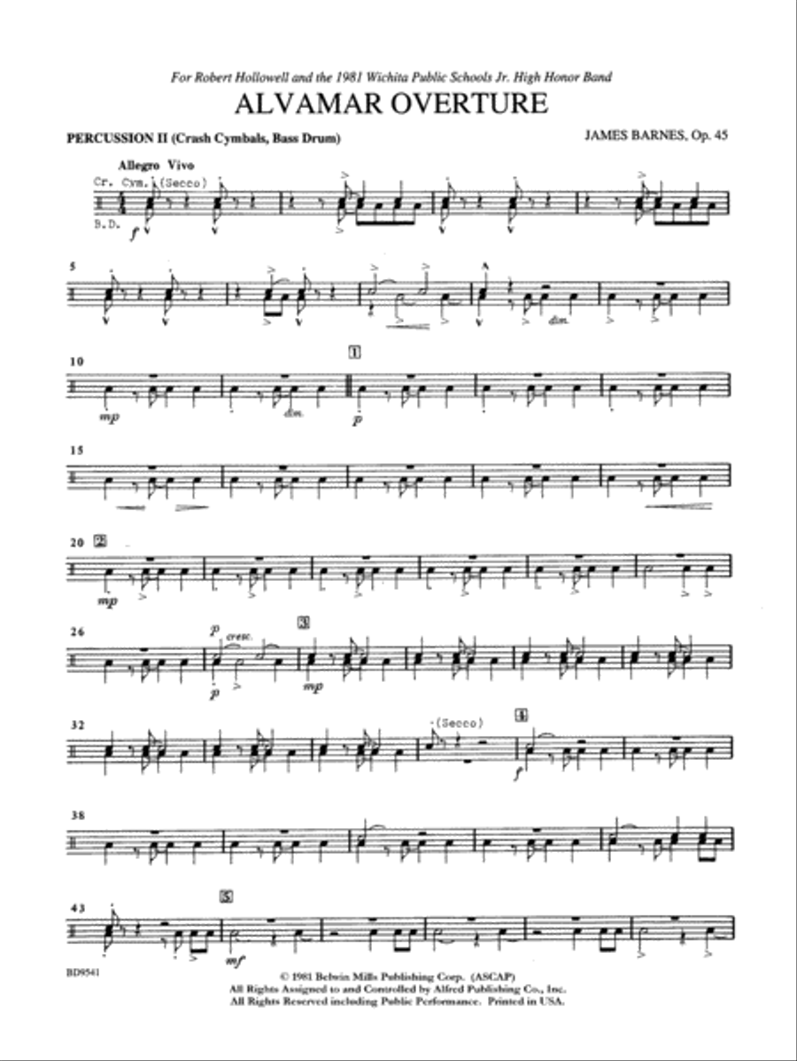 Alvamar Overture: 2nd Percussion Concert Band scores gallery preview page 1