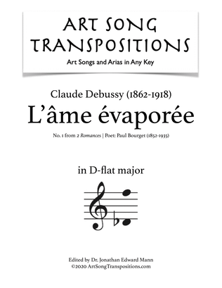 DEBUSSY: L'âme évaporée (transposed to D-flat major)