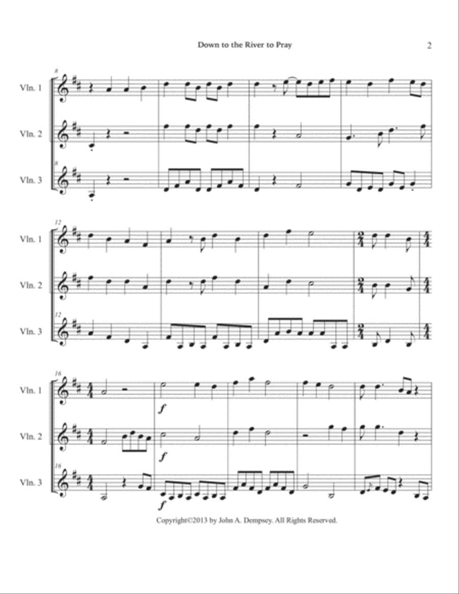 Down to the River to Pray (Violin Trio) String Trio scores gallery preview page 6