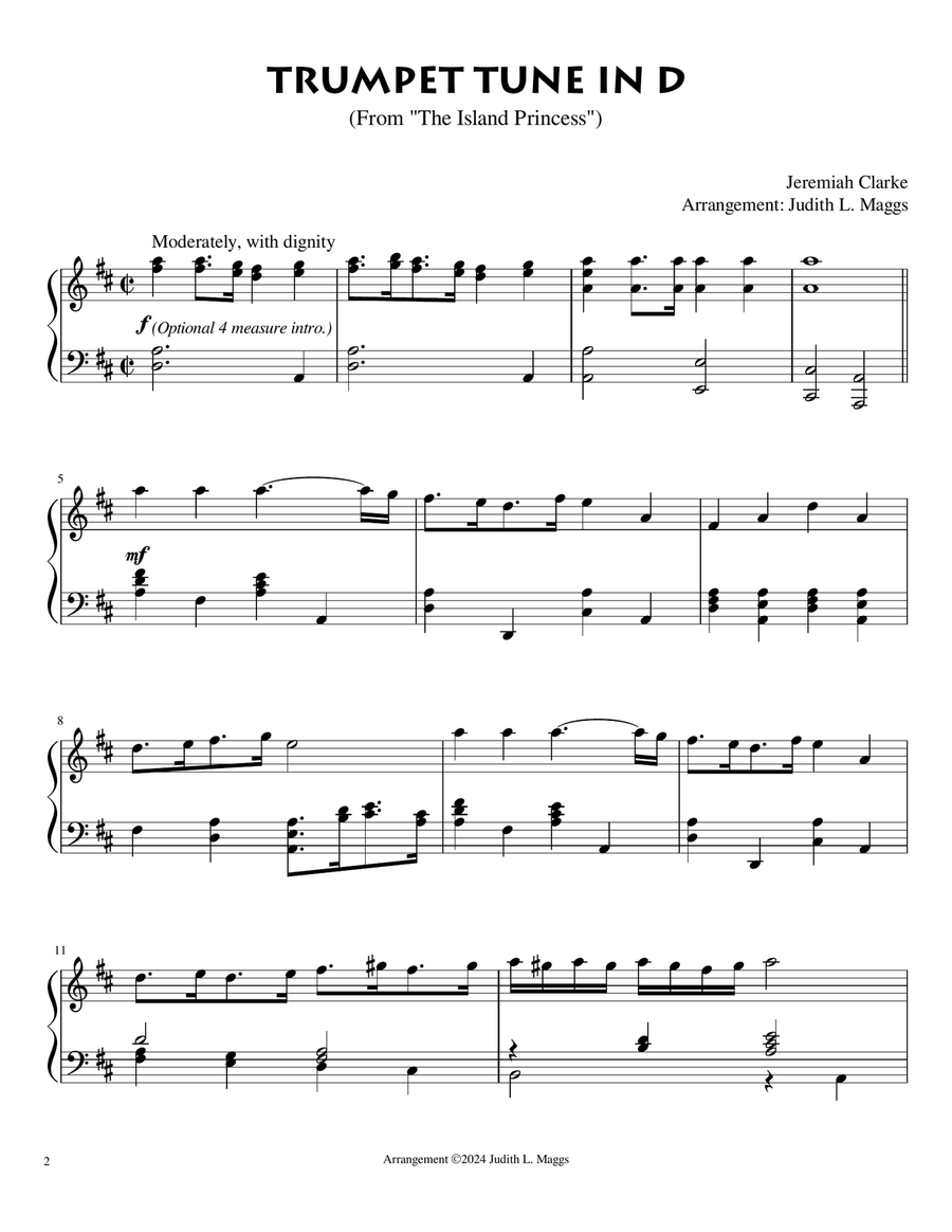 Trumpet Tune in D (From “The Island Princess”) Trumpet scores gallery preview page 2