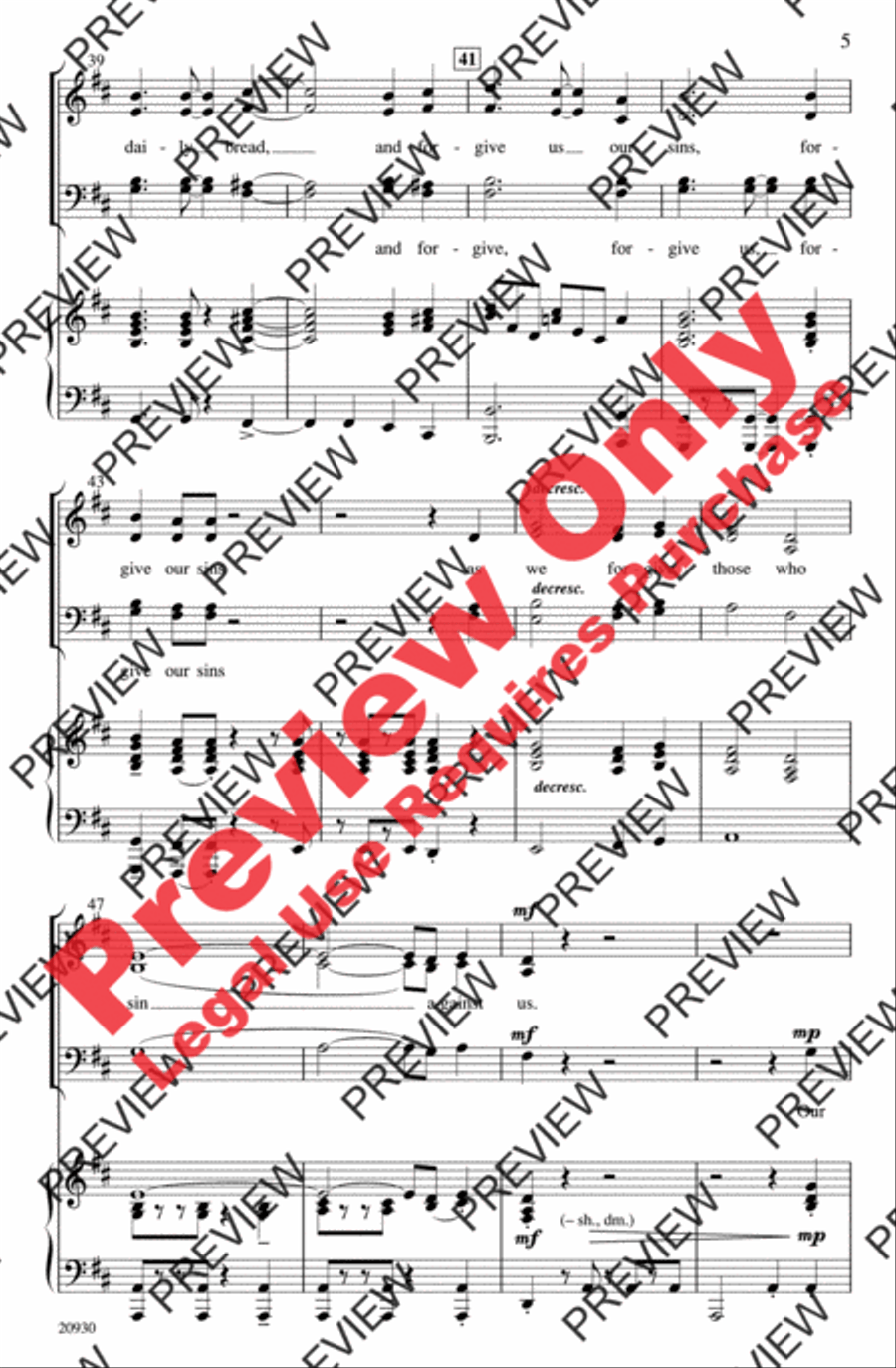 Our Father (The Lord's Prayer in a Caribbean Style) 4-Part scores gallery preview page 5