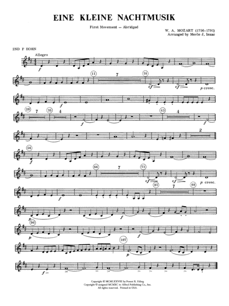 Eine Kleine Nachtmusik, 1st Movement: 2nd F Horn